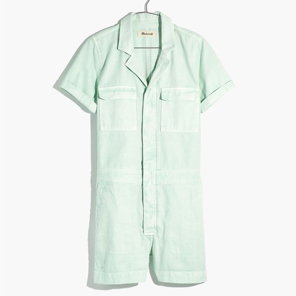 Madewell denim coveralls romper. Worn once. Size XXSP. so cute! - Picture 5 of 8